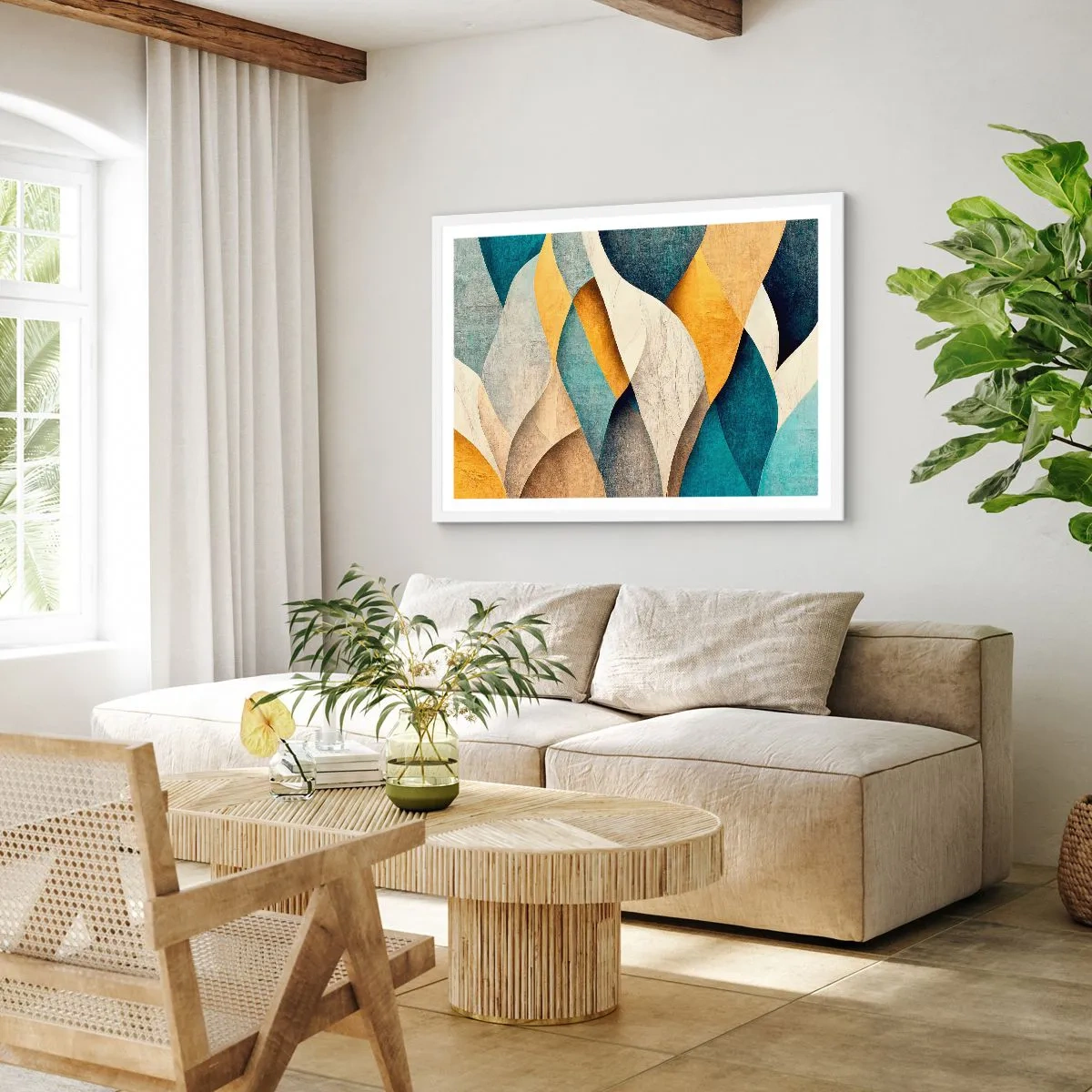 Plagát v bielom ráme - Rytmus a vlnenie - 91x61 cm