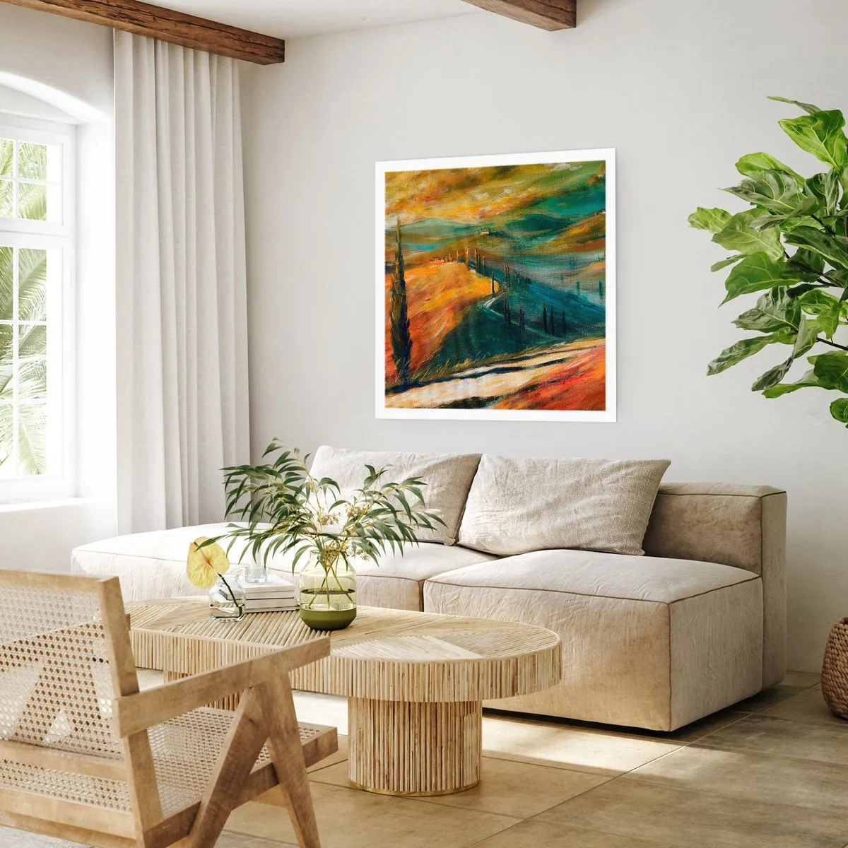 Plagát - Toskánska krajina - 30x30 cm