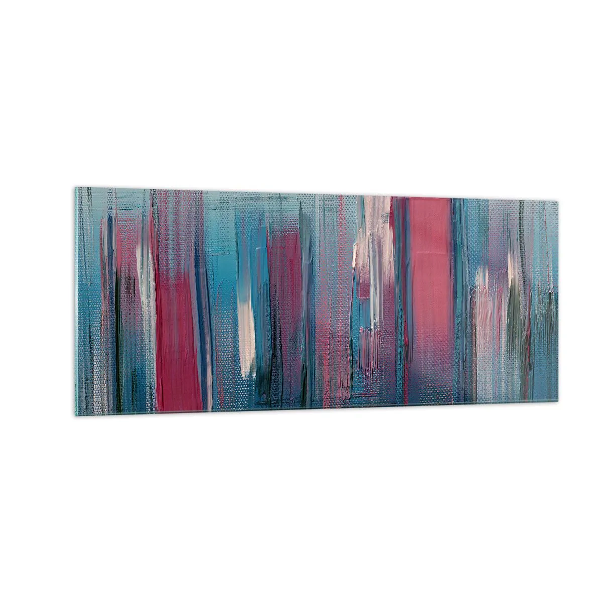 Obraz na skle - Vertikálna kompozícia v modrej a červenej - 100x40 cm
