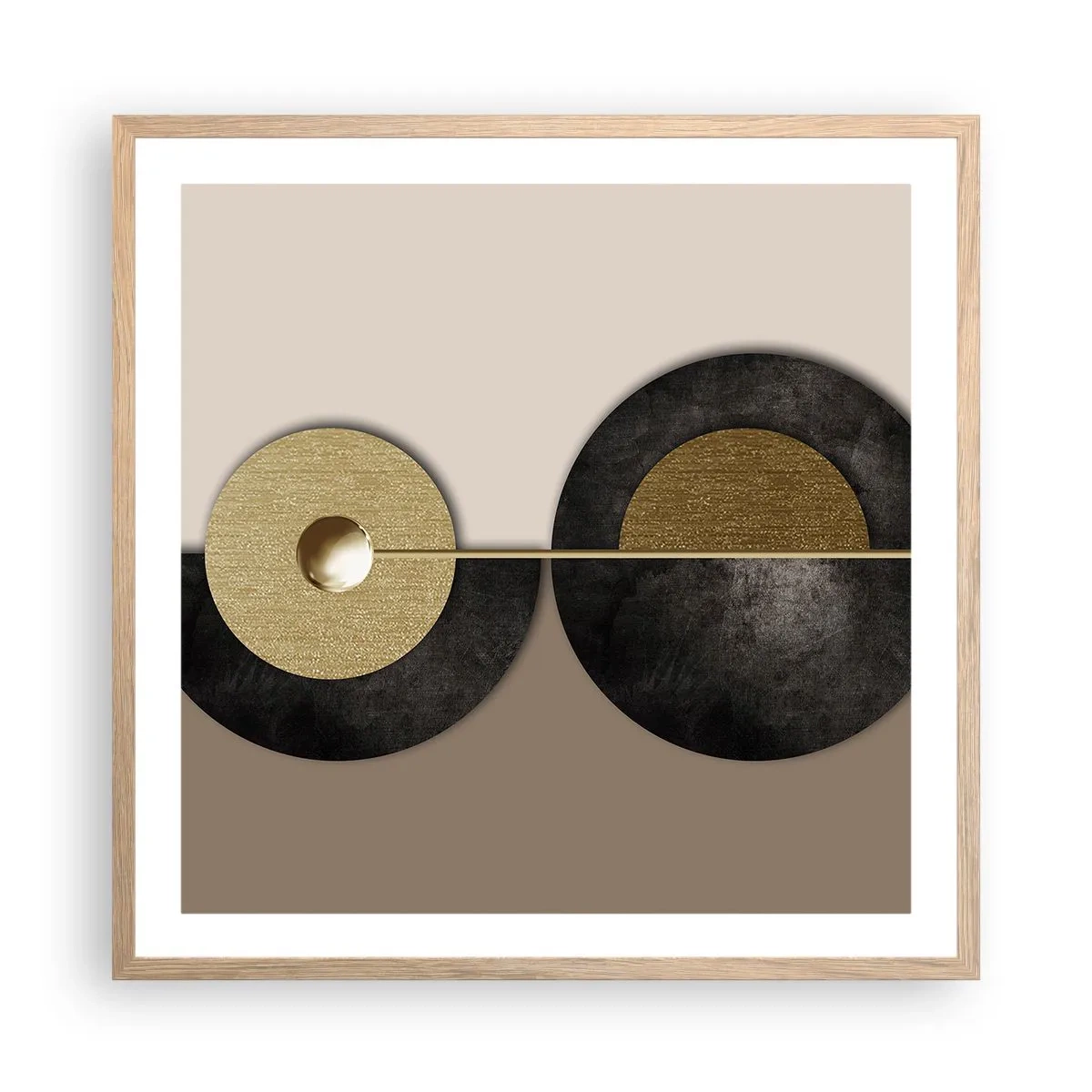 Plagát v ráme zo svetlého duba - Variácie okolo kruhu - 60x60 cm