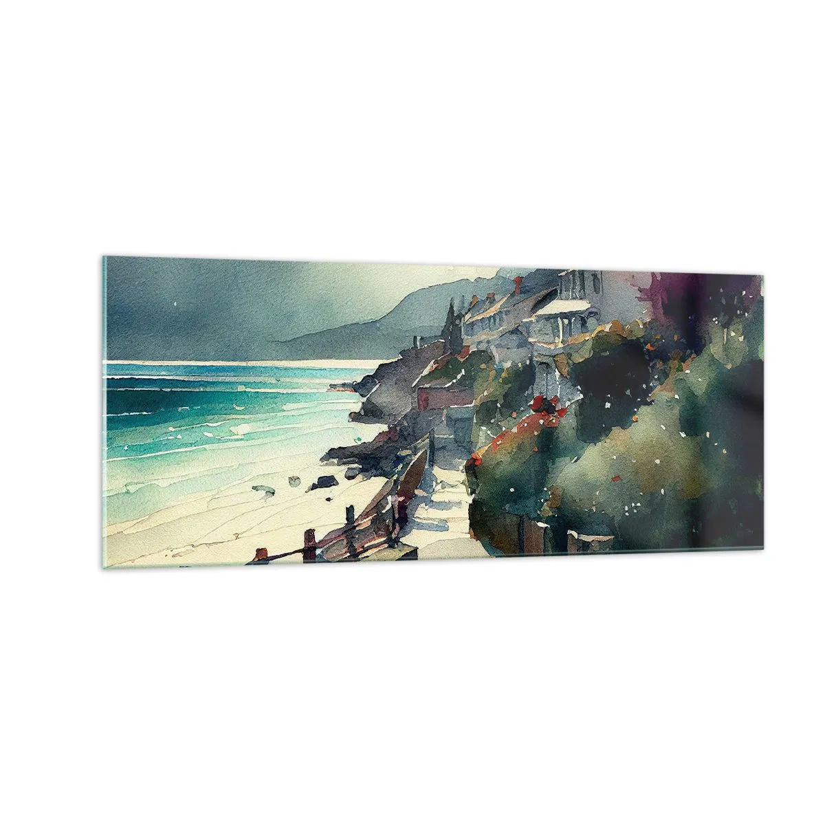 Obraz na skle - Stredomorské mestečko - 100x40 cm