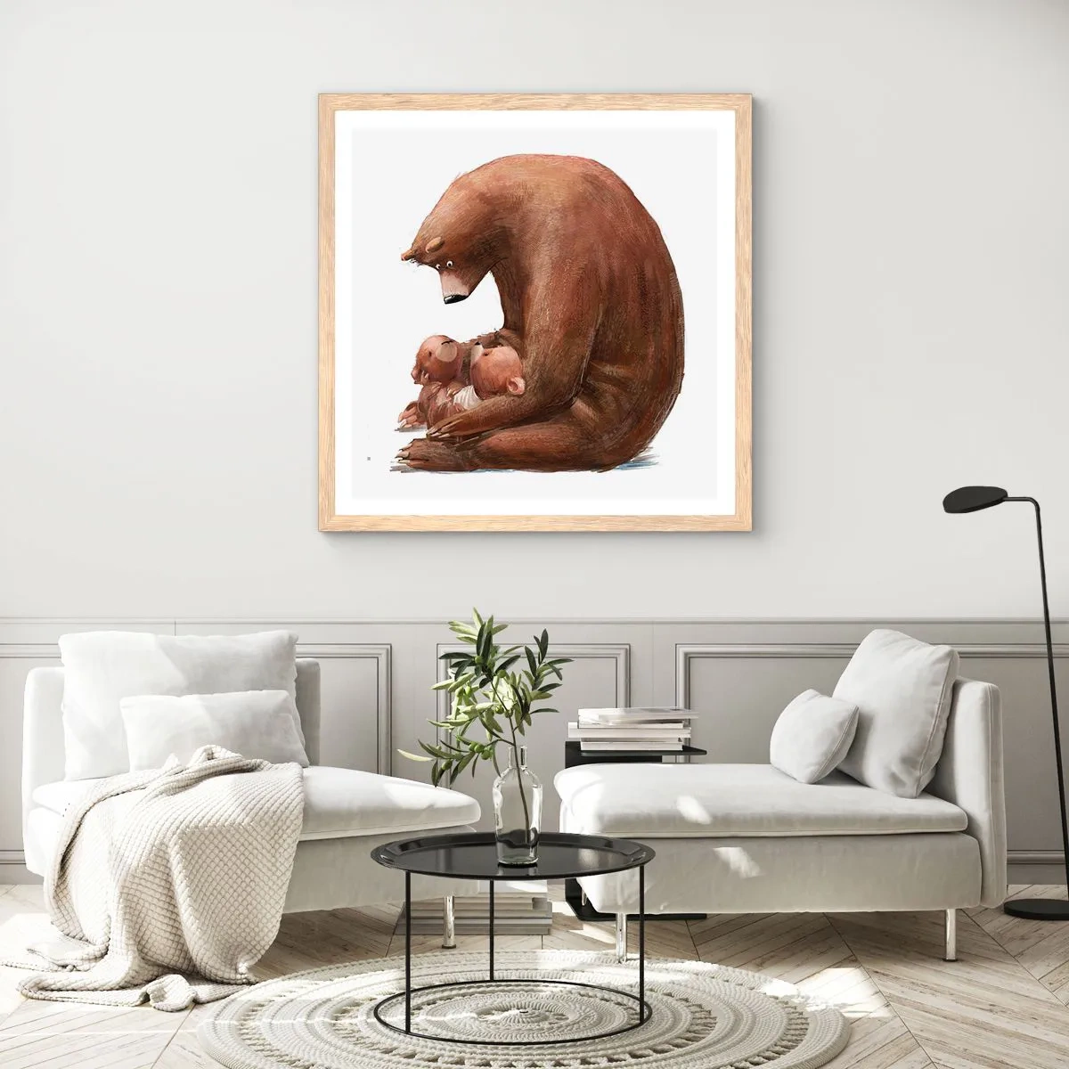 Plagát v ráme zo svetlého duba - Sladké sny, deti - 30x30 cm