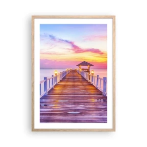 Plagát v ráme zo svetlého duba - Ľaliovo-zlaté ticho večera - 50x70 cm