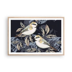 Plagát v ráme zo svetlého duba - Žltomodrá pieseň - 91x61 cm