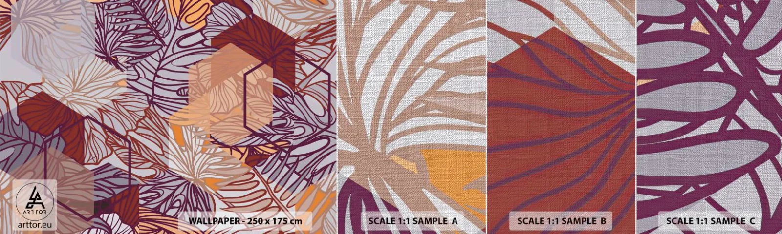 Vzorka fototapety Premium Canvas - Nemožný vzťah medzi geometriou a prírodou - Abstrakcia, Grafika, Listy - 100x30 cm