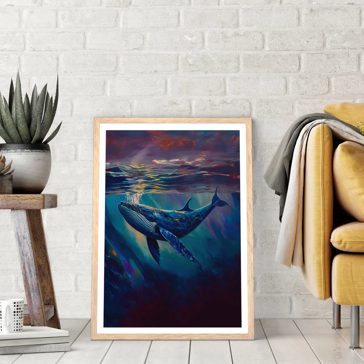 Plagát v ráme zo svetlého duba - Vitaj v mojom svete - 50x70 cm