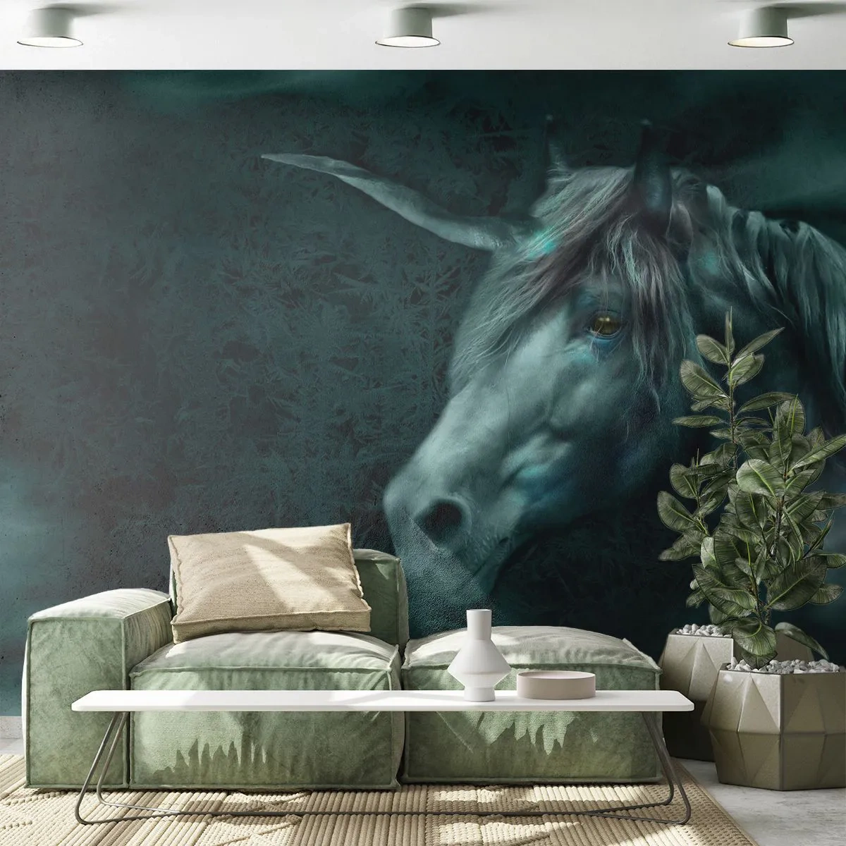 Fototapeta Premium Canvas - V rozprávkovom lese - Jednorožec, Fantázia, Abstrakcia - 250x175 cm
