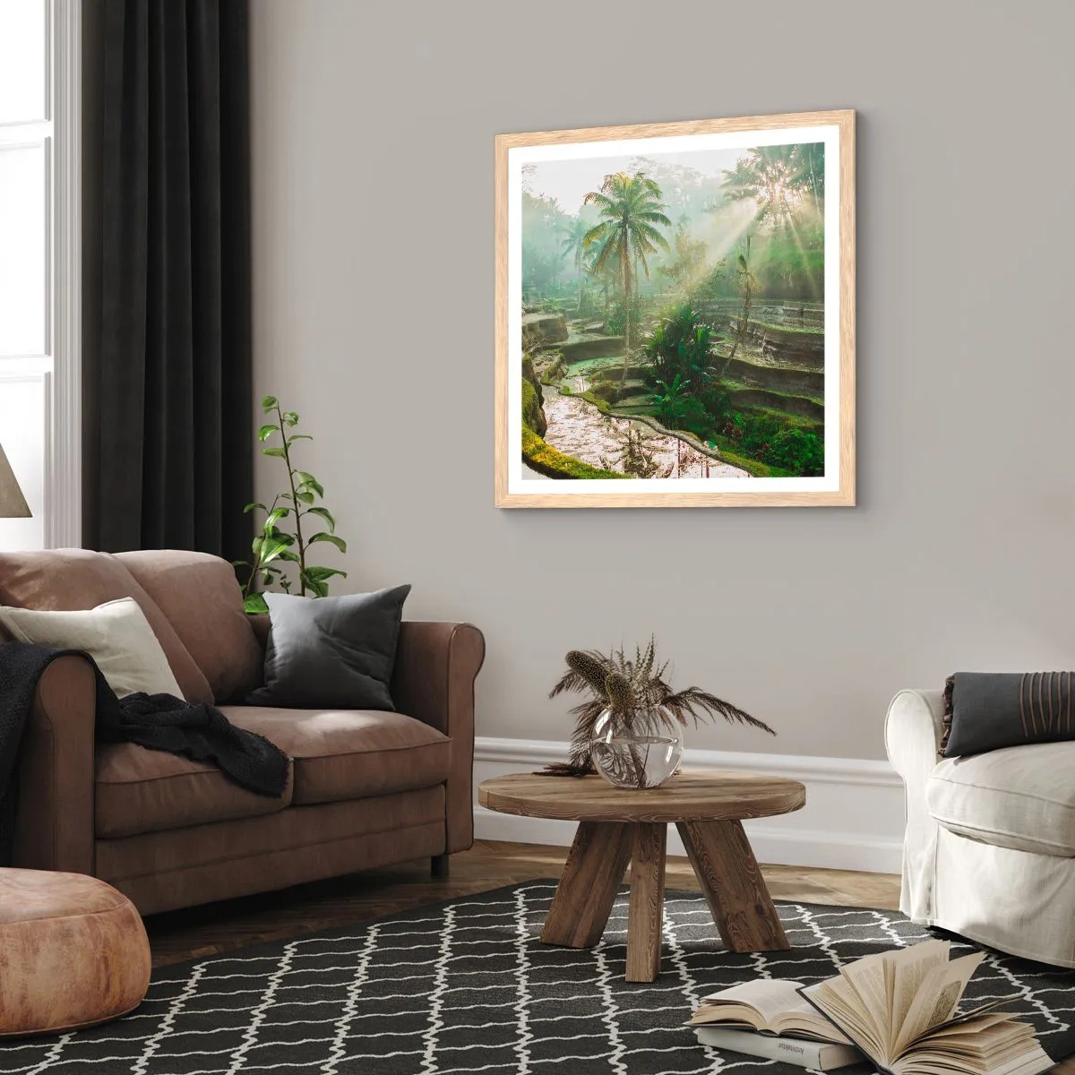 Plagát v ráme zo svetlého duba - Vyrastať na slnku - 60x60 cm