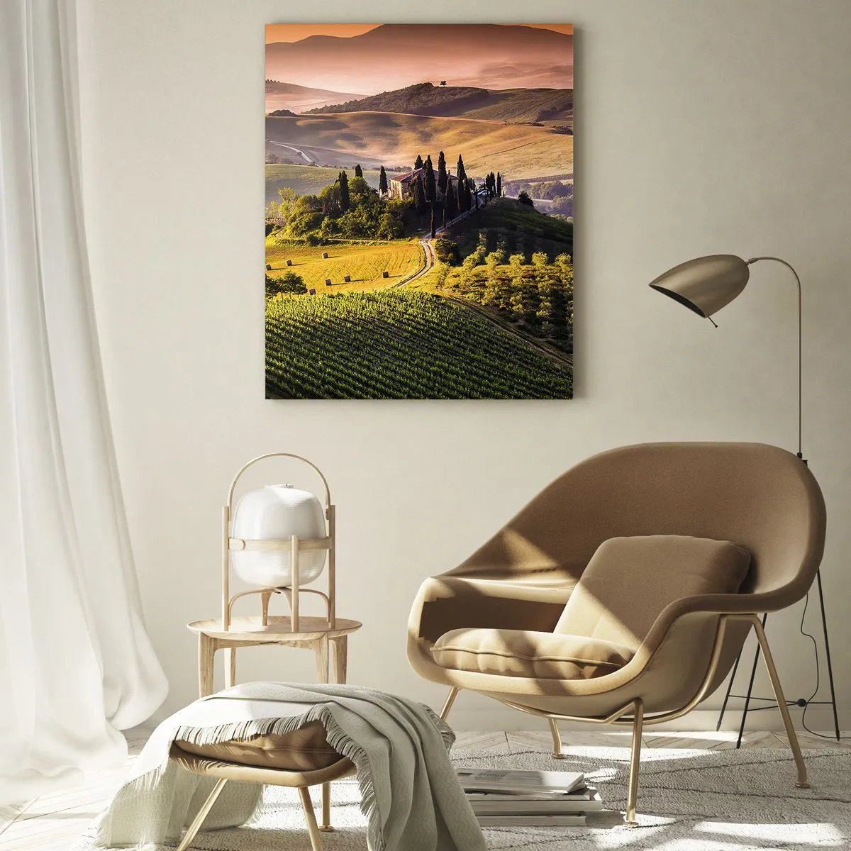 Obraz na skle - Arkádia - toskánska krajina - 50x70 cm