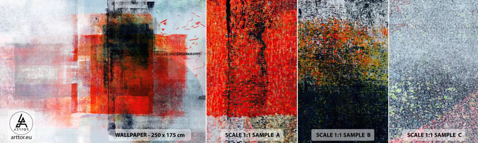 Vzorka samolepiacej fototapety Deluxe Sticker - Žiariaca kompozícia - Kus, Abstrakcia, Priemyselný - 100x30 cm