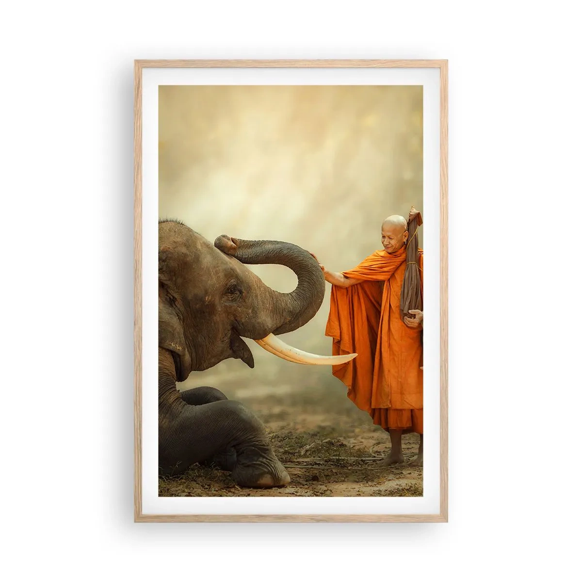 Plagát v ráme zo svetlého duba - Stretnutie na cestách - 61x91 cm