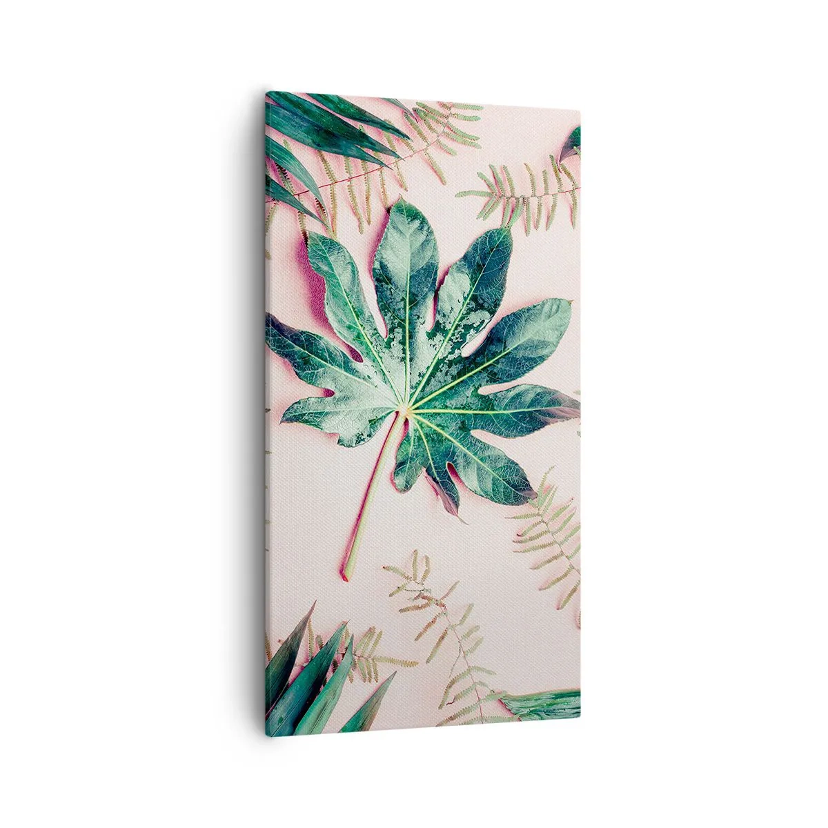 Obraz na plátne - Štúdia zelenej na ružovom pozadí - 55x100 cm