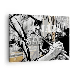 Obraz na plátne - Newyorská jazzová scéna - 70x50cm - V rytme New Yorku - Moderná nástenná dekorácia do obývacej izby a spálne ARTTOR