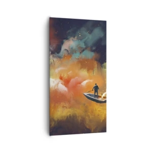 Obraz na plátne - Loďou cez galaxiu - 65x120 cm