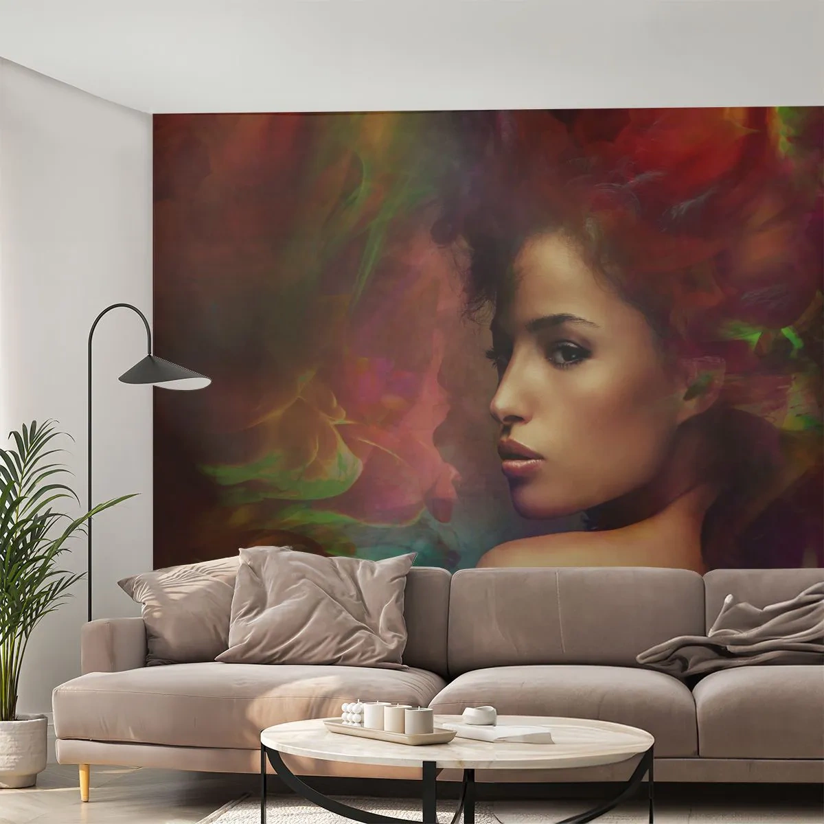Samolepiaca Fototapeta Deluxe Sticker - Krajšia ako dúha, jemnejšia ako hmla - Žena, Ženská tvár, Telo - 250x175 cm