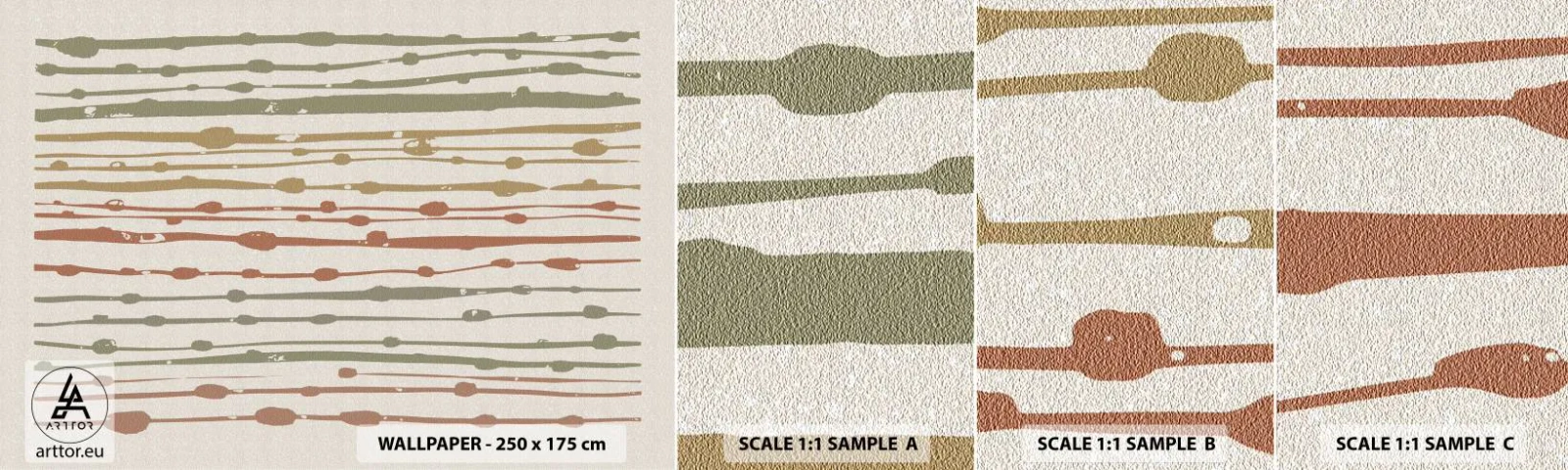 Vzorka samolepiacej fototapety Deluxe Sticker - Hudobný záznam farieb - Minimalizmus, Pastel, Kus - 100x30 cm