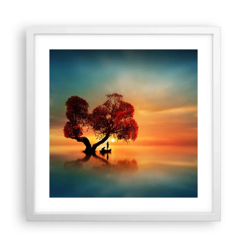 Plagát v bielom ráme - Voda a ticho vesmíru - 40x40 cm