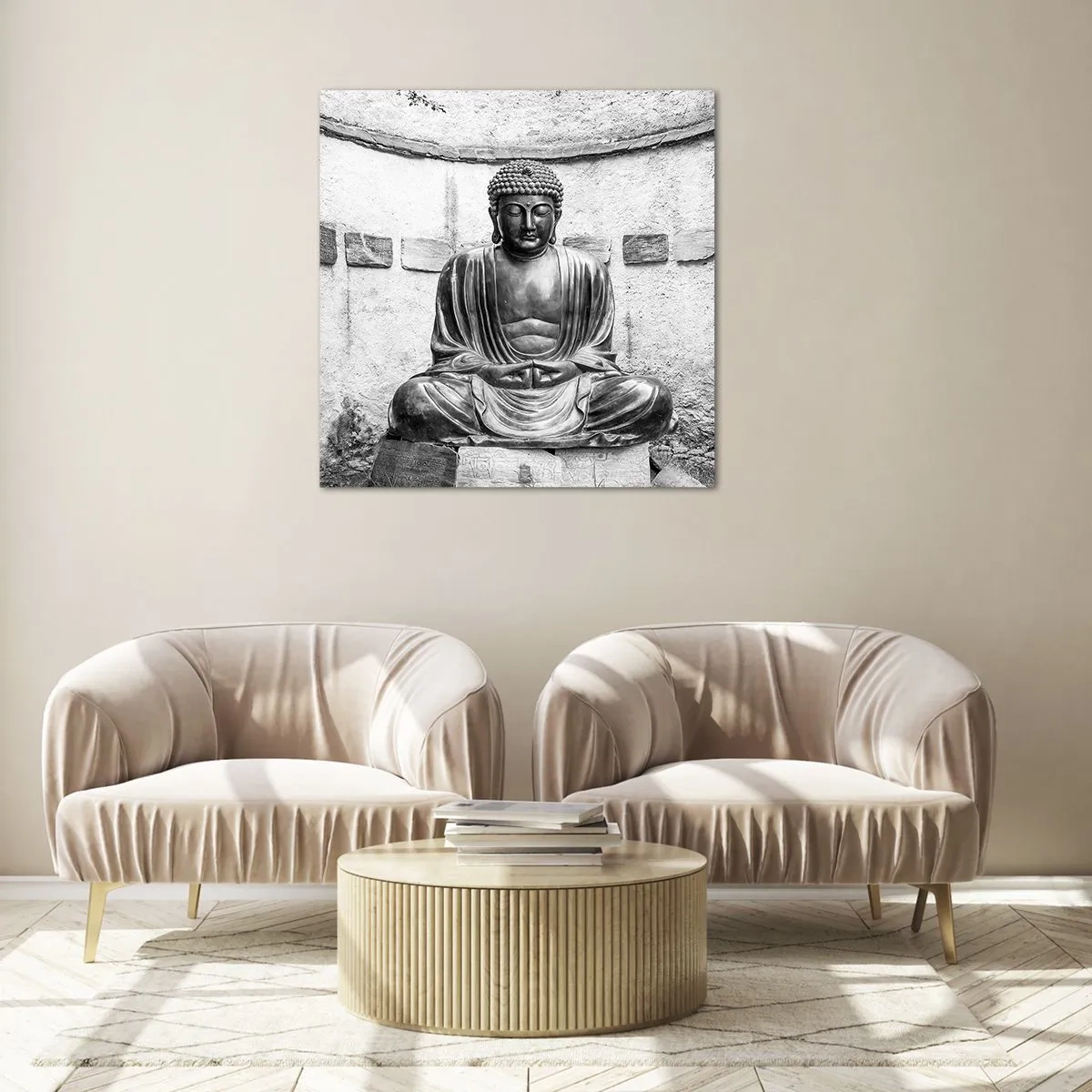 Obraz na skle - Pri zdroji pokoja - 70x70 cm