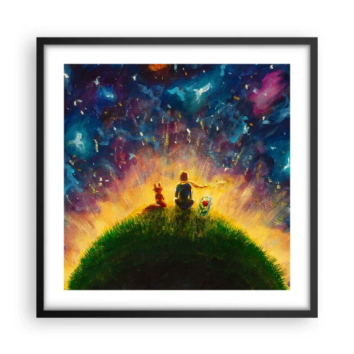 Plagát v čiernom ráme - Láska a priateľstvo - celý svet - 50x50 cm