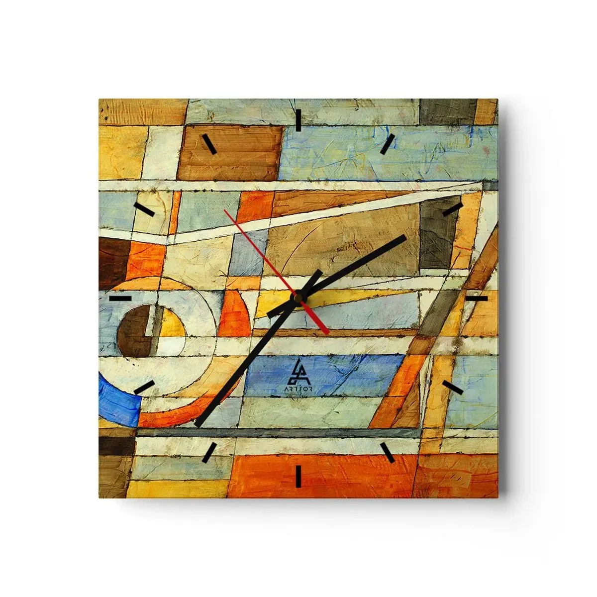 Nástenné hodiny - Kubizmus na stavbe - 30x30 cm