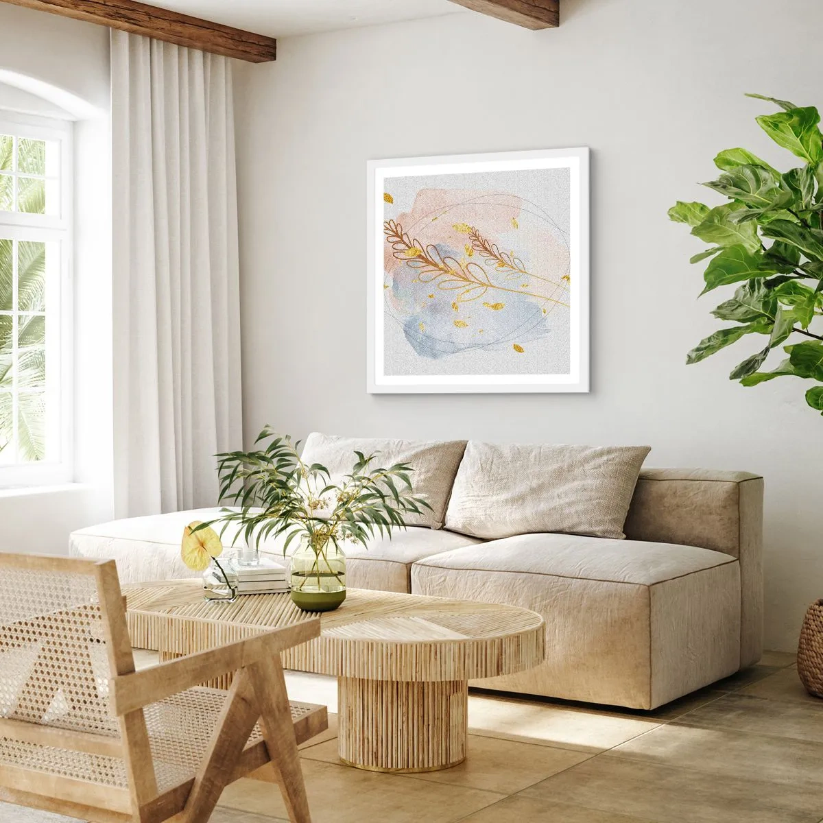 Plagát v bielom ráme - Zlatý závan - 60x60 cm