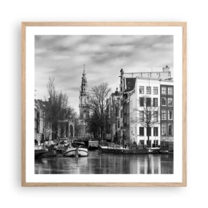Plagát v ráme zo svetlého duba - Amsterdamské vibrácie - 60x60 cm