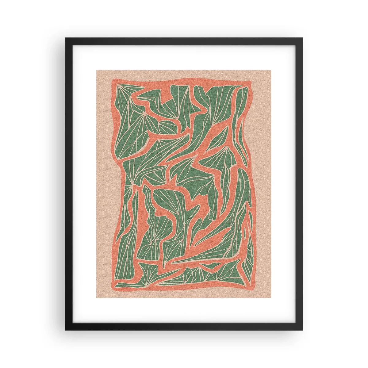 Plagát v čiernom ráme - Súboj koralov a zelene - 40x50 cm