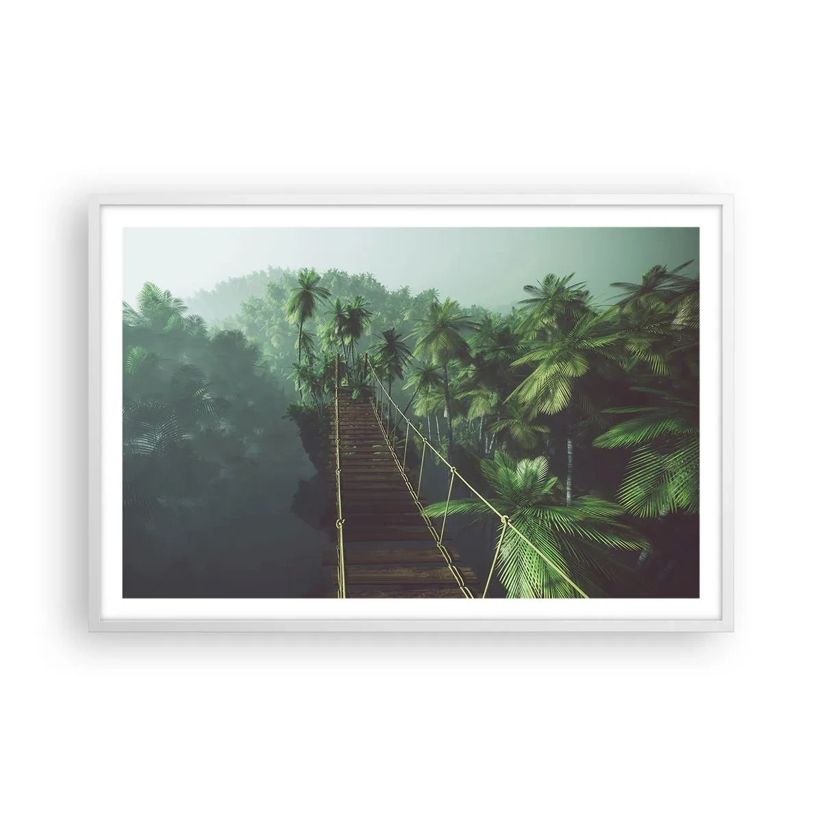 Plagát v bielom ráme - Pri vodopáde zelene - 91x61 cm