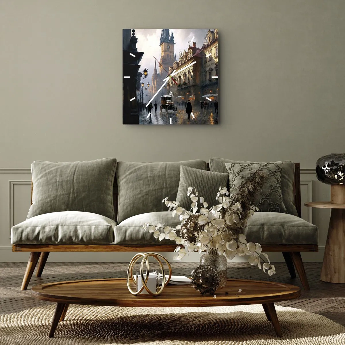 Nástenné hodiny - Kúzlo pražského večera - 40x40 cm