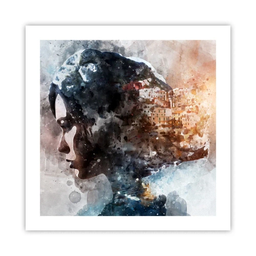 Plagát - Príbeh o dievčati s mestom v pozadí - 50x50 cm