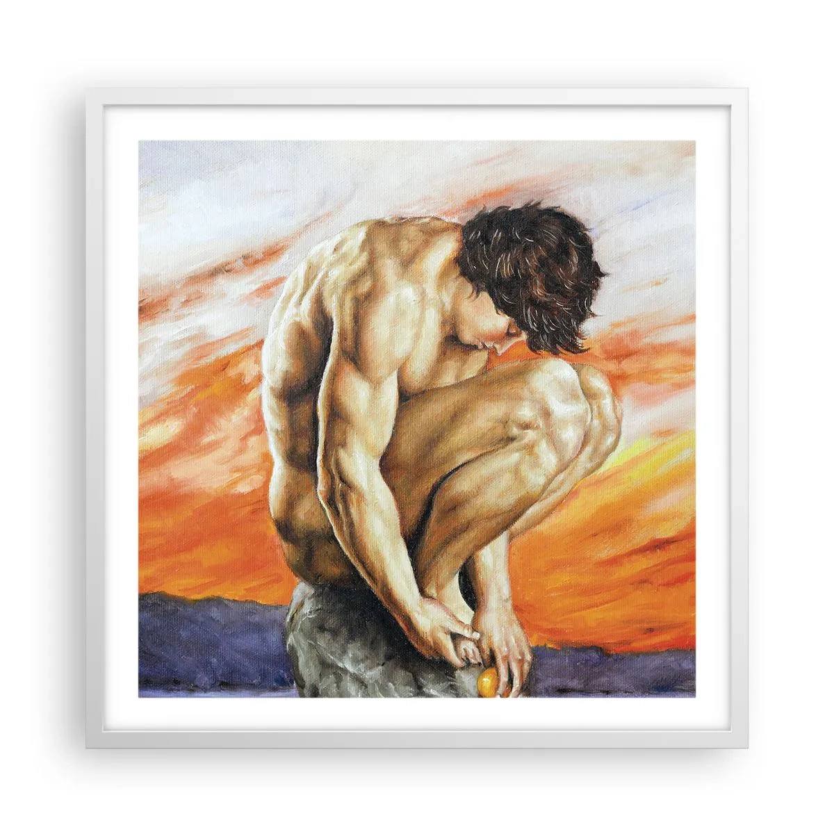 Plagát v bielom ráme - Ponorený do seba - 60x60 cm