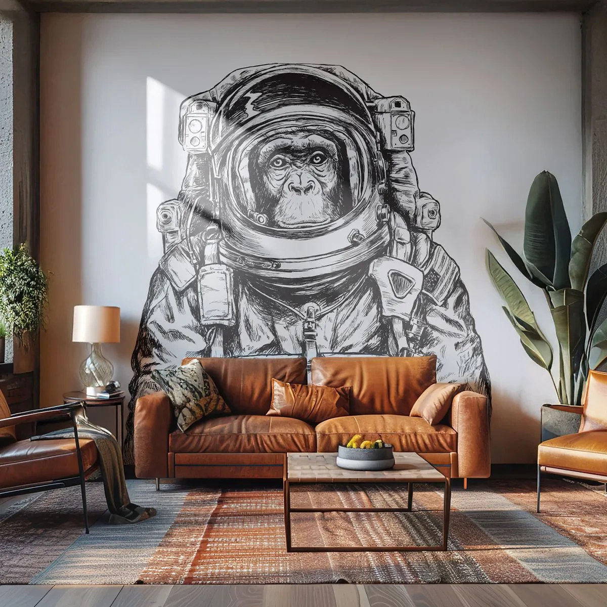 Samolepiaca Fototapeta Deluxe Sticker - Alternatívny vývoj - Abstrakcia, Astronaut, Opica - 250x175 cm