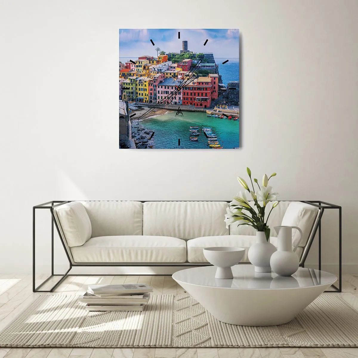 Nástenné hodiny - Stredomorské kúzelné mestečko - 30x30 cm