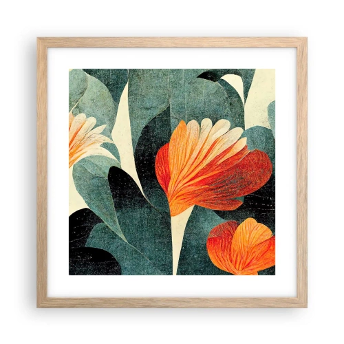 Plagát v ráme zo svetlého duba - Tropické horúco a chlad zelene - 40x40 cm