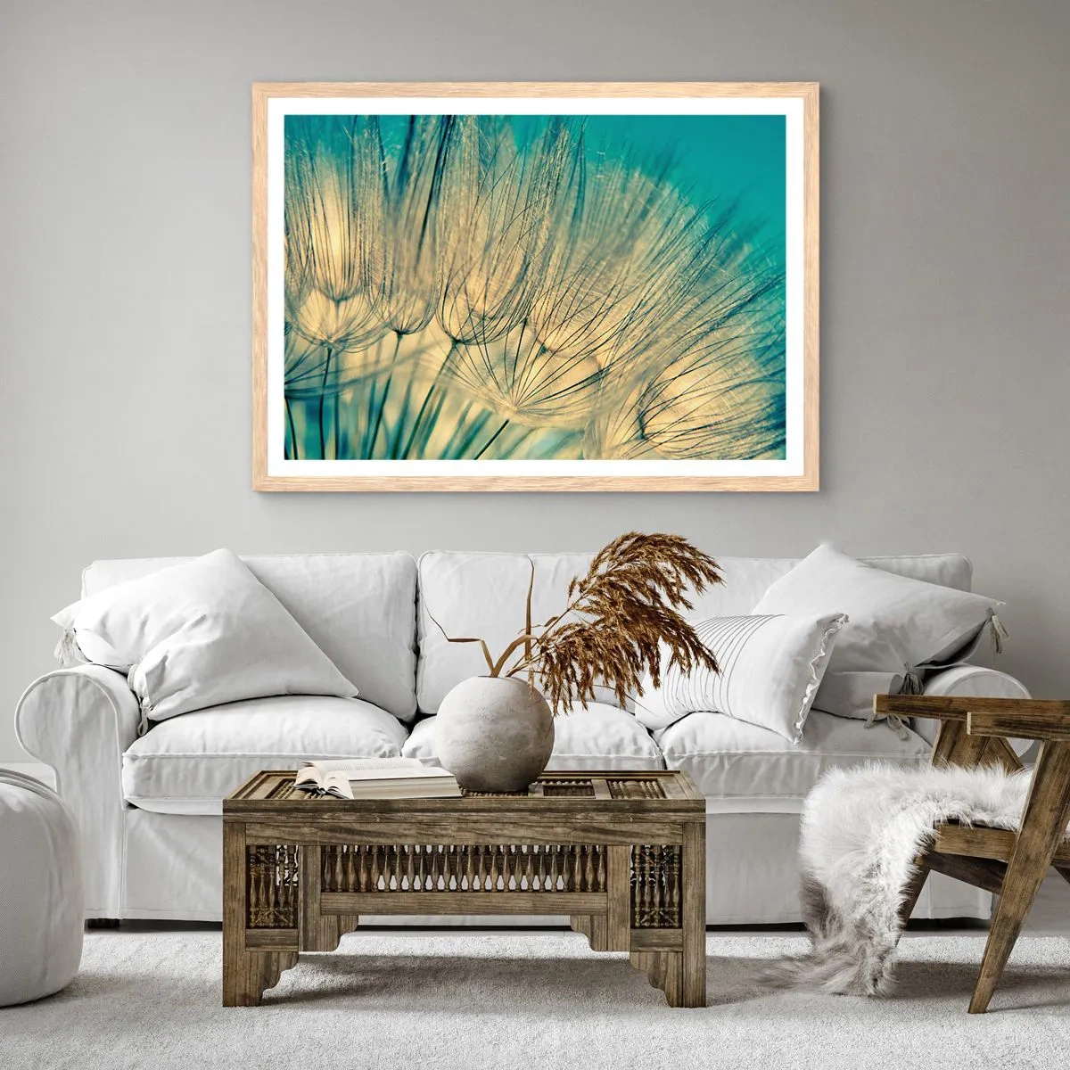 Plagát v ráme zo svetlého duba - Čakanie na vietor - 50x40 cm