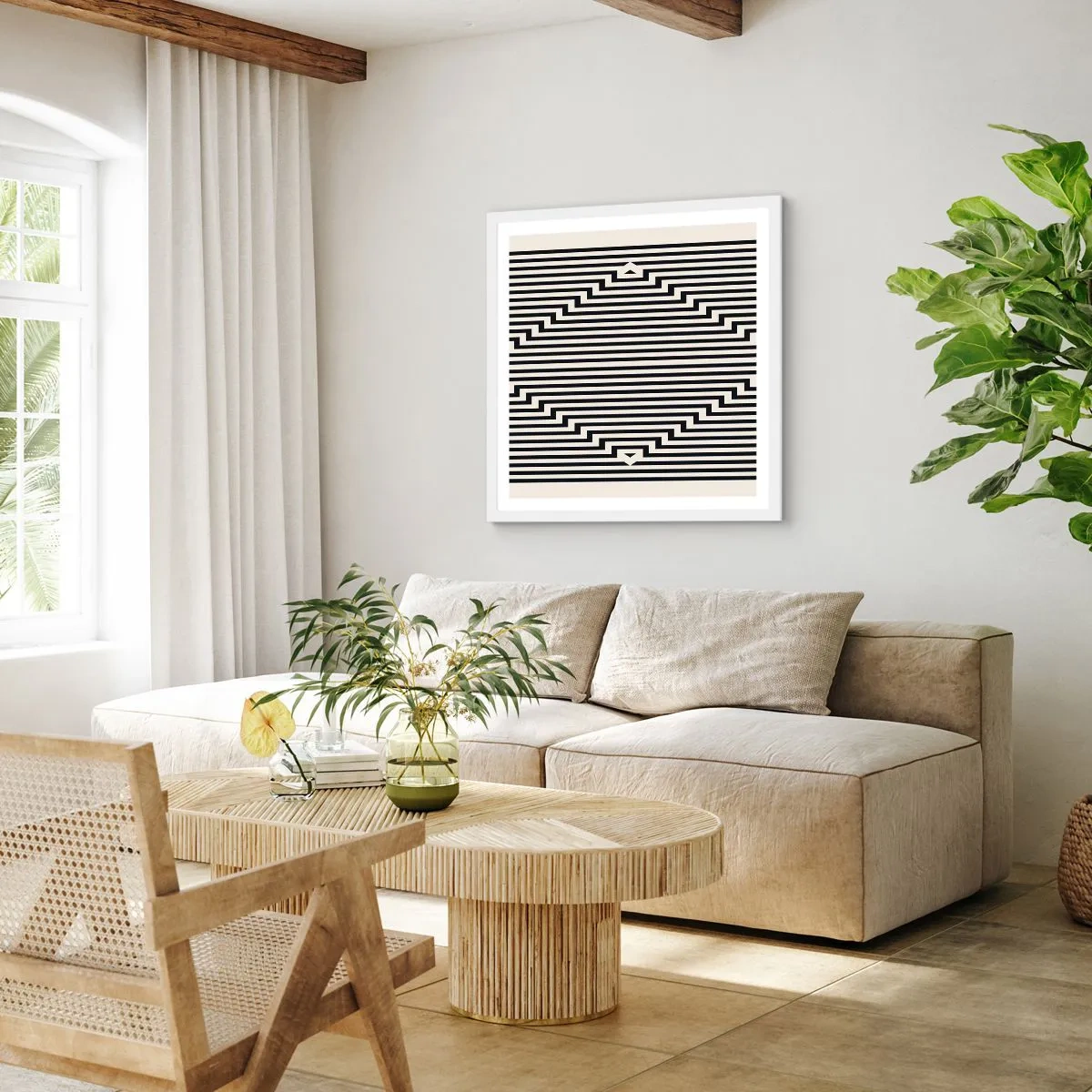 Plagát v bielom ráme - Geometrická ilúzia - 60x60 cm