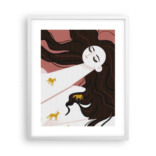 Plagát v bielom ráme - Sen o zlatom koni - 40x50 cm