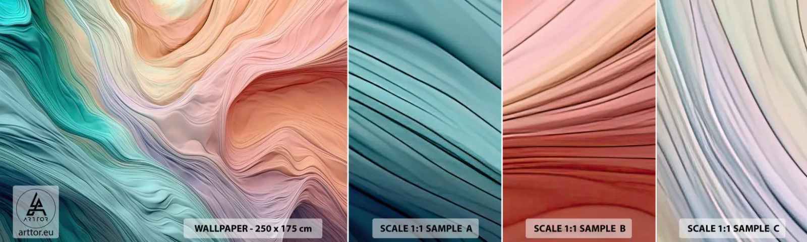 Vzorka Fototapeta Standard Eco - Dúhová vlna - Pastely, Abstrakcia, textúra - 100x30 cm