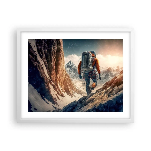 Plagát v bielom ráme - Osamelý bojovník - 50x40 cm