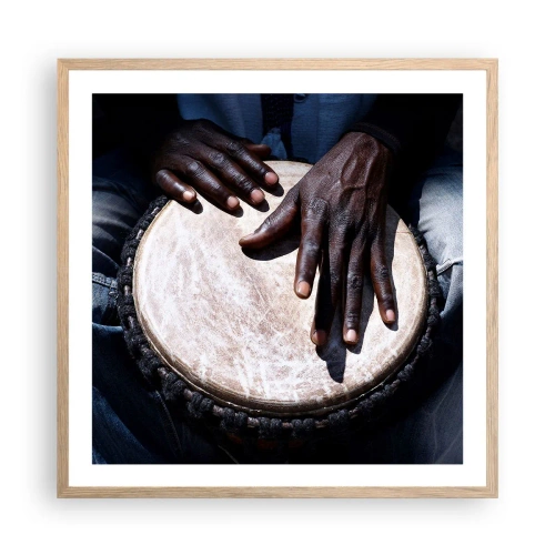 Plagát v ráme zo svetlého duba - Žite vo svojom rytme - 60x60 cm