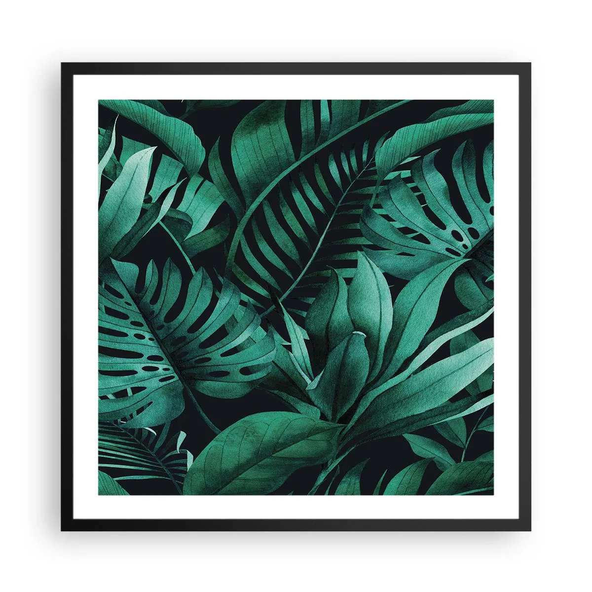 Plagát v čiernom ráme - Hĺbka tropickej zelene - 60x60 cm