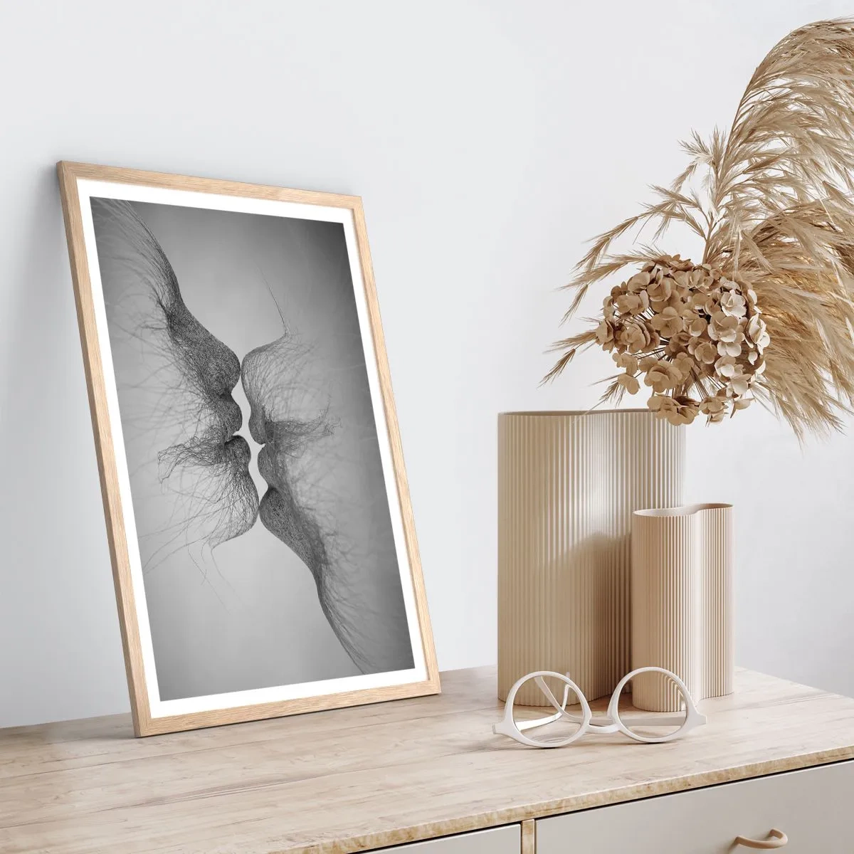 Plagát v ráme zo svetlého duba - Bozk vetra - 50x70 cm