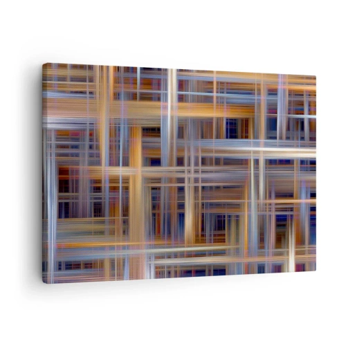 Obraz na plátne - Abstraktné geometrické vzory v pastelových farbách - 70x50cm - Utkané zo svetla - Moderná nástenná dekorácia do obývacej izby a spálne ARTTOR