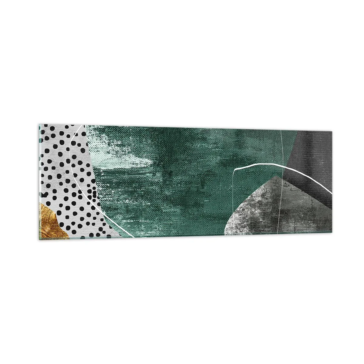 Obraz na skle - Farebná abstrakcia so zlatou vločkou - 90x30 cm