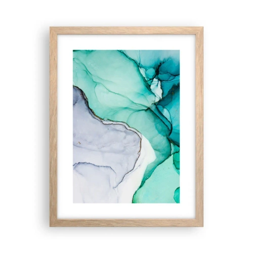 Plagát v ráme zo svetlého duba - Štúdia v tyrkysovej - 30x40 cm