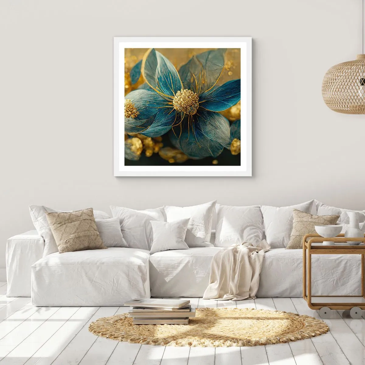Plagát v bielom ráme - Rozkvitnúť zlatom - 60x60 cm