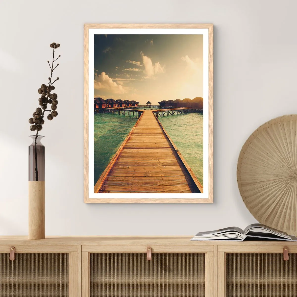 Plagát v ráme zo svetlého duba - Vrelé pozvanie - 70x100 cm