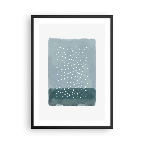 Plagát v čiernom ráme - Abstraktná kompozícia s bielymi bodkami na modrom pozadí. - 50x70cm - Pestované na modrej - Moderná nástenná dekorácia do obývacej izby a spálne ARTTOR