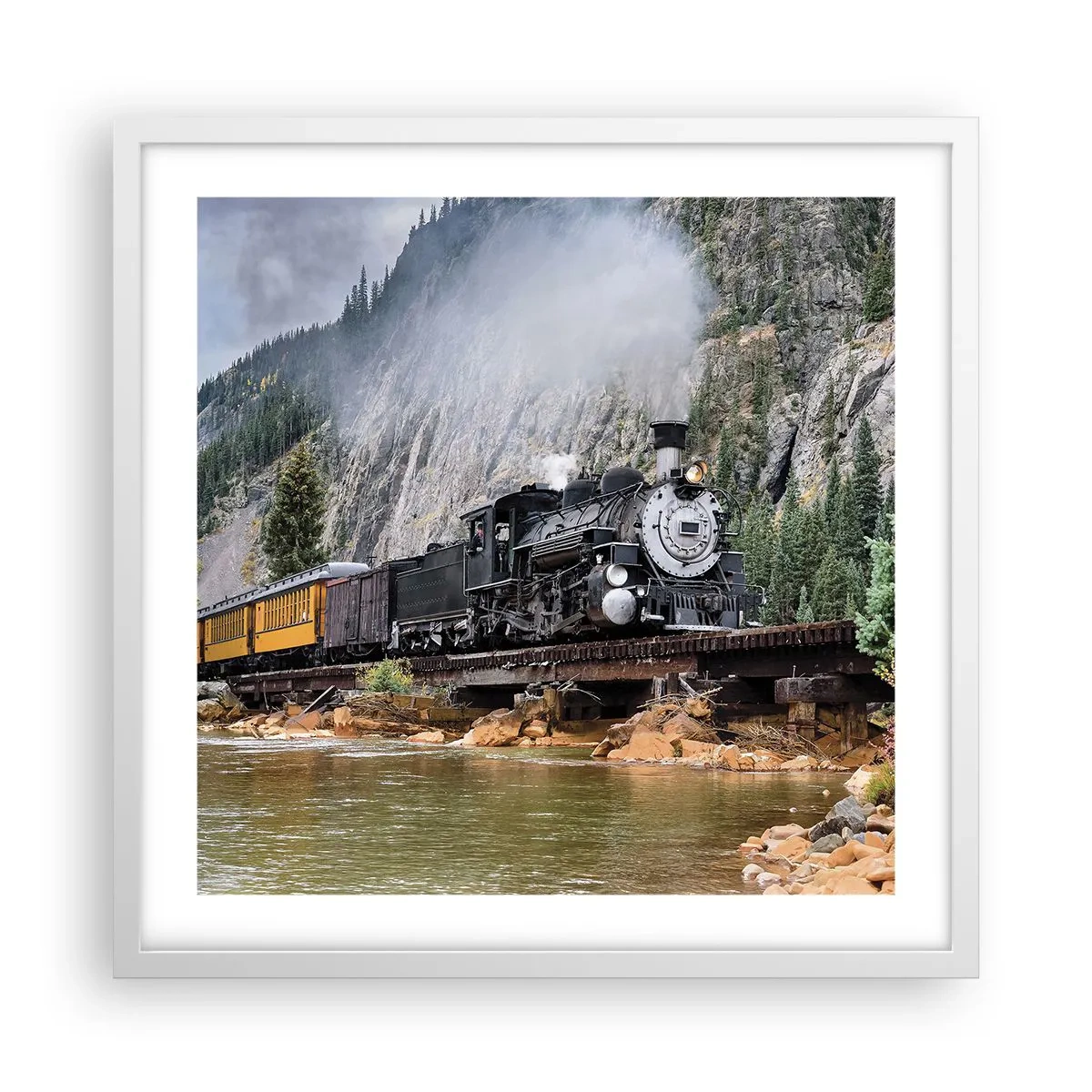 Plagát v bielom ráme - A kam to? Kam? - 50x50 cm