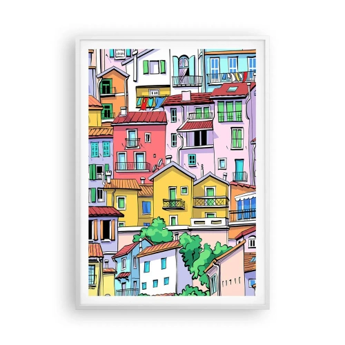 Plagát v bielom ráme - Veselé mesto - 70x100 cm